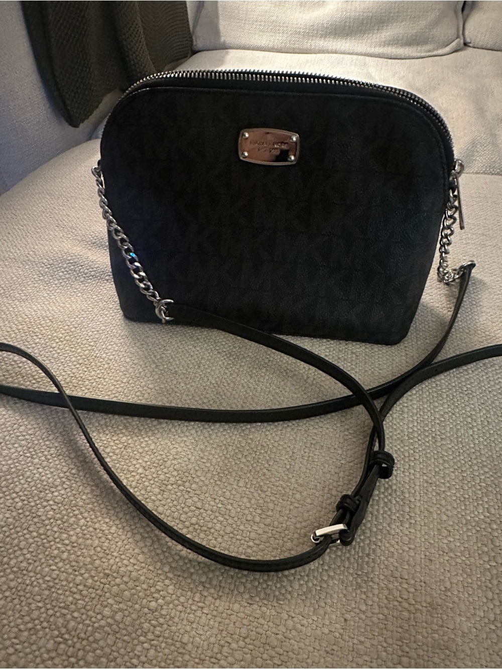 Michael Kors Black Logo Crossbody with Chain Detail